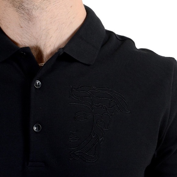Versace Collection Men's Black Logo Polo T-Shirt - Picture 4 of 10